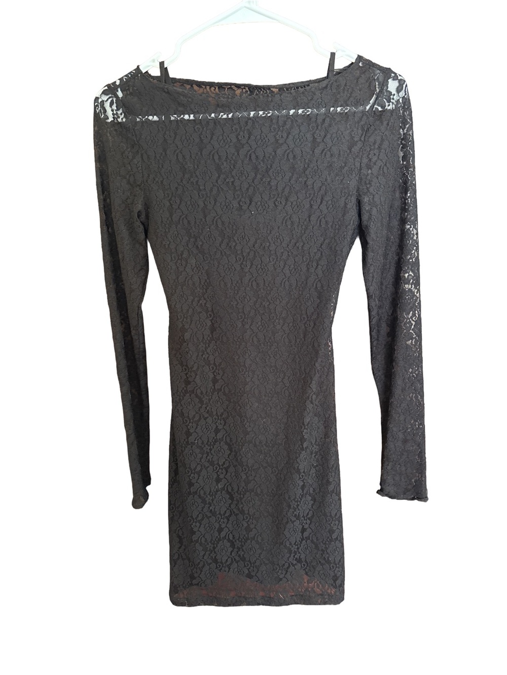 Abercrombie Black Sheer Floral Lace Long Sleeve Dress